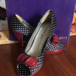 Madden Girl platform black Polk a dot heels